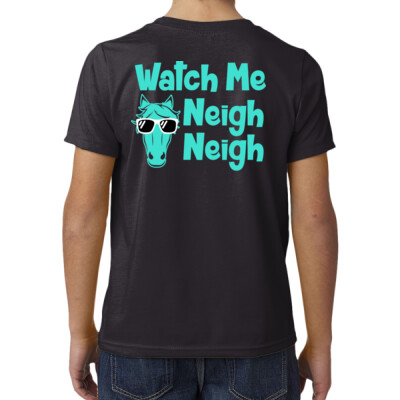 Youth cotton blend tee - watch me neigh neigh - black Thumbnail