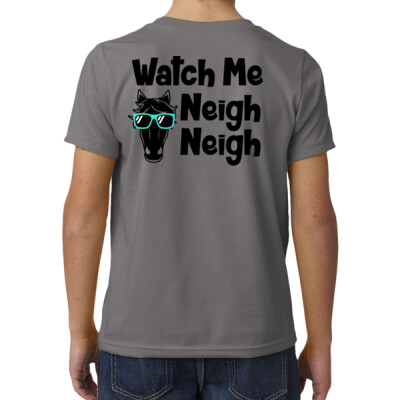 Youth cotton blend tee - watch me neigh neigh - grey Thumbnail