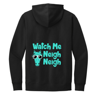 Adult Fleece Hoodie - watch me neigh neigh - black Thumbnail