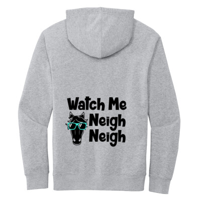 Adult Fleece Hoodie - watch me neigh neigh - grey Thumbnail