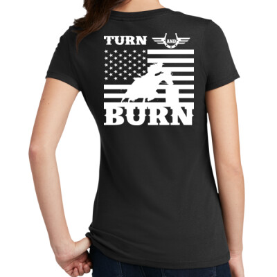 Women's crewneck tee - turn and burn - black  Thumbnail