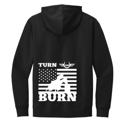 Adult Fleece Hoodie - turn and burn - black Thumbnail