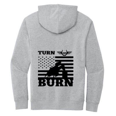 Adult Fleece Hoodie - turn and burn - grey  Thumbnail