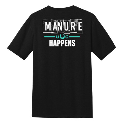 Adult unisex cotton blend tee - Manure Happens - black Thumbnail