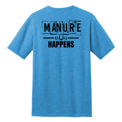 Adult unisex cotton blend tee - Manure Happens - turquoise  Thumbnail