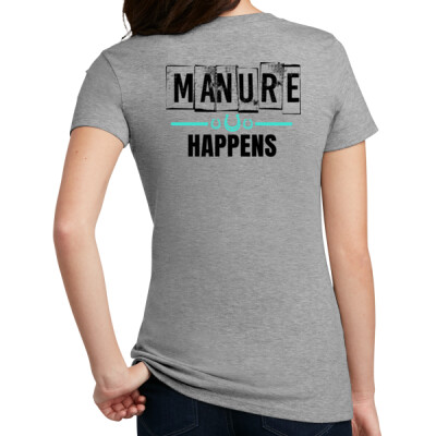 Women's crewneck tee - Manure Happens - grey and pink Thumbnail