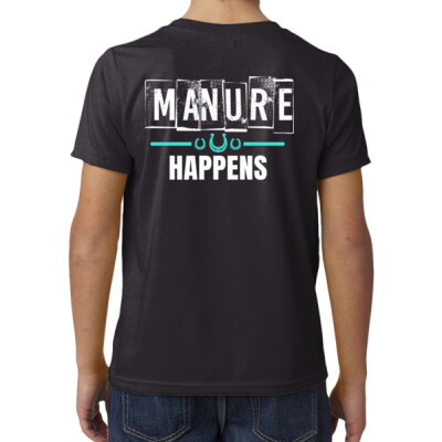 Youth cotton blend tee - Manure Happens - black Thumbnail