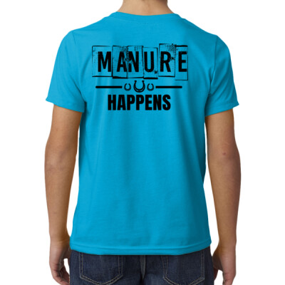 Youth cotton blend tee - Manure Happens - turquoise Thumbnail