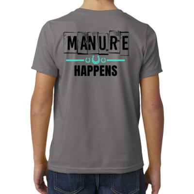 Youth cotton blend tee - Manure Happens - grey Thumbnail