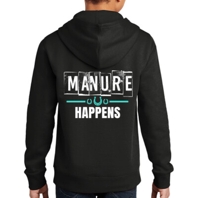 Youth Fleece Hoodie - Manure Happens - black Thumbnail