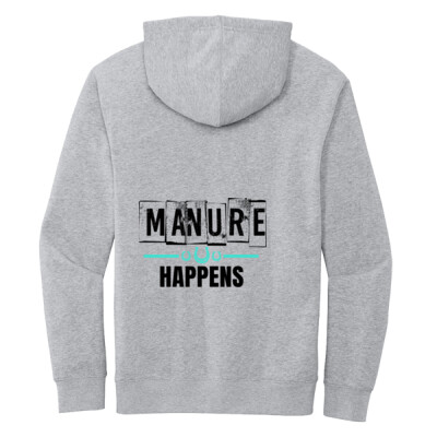 Adult Fleece Hoodie - Manure Happens - grey Thumbnail